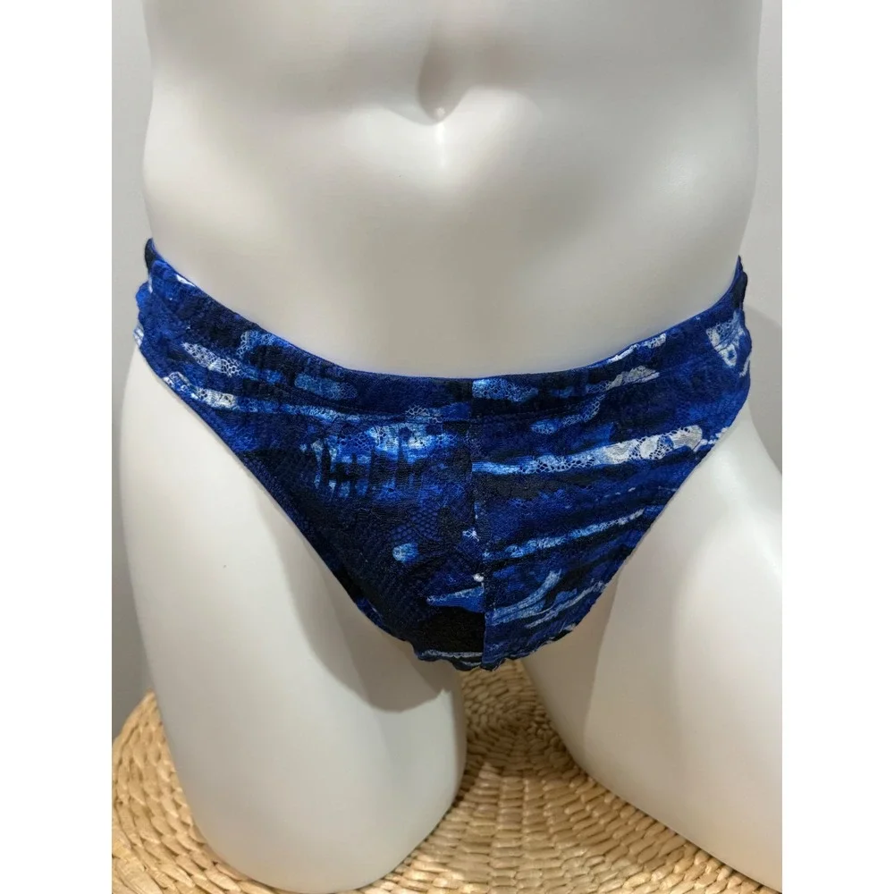 Cosabella Never Say Never Printed Lace G-String Blue‎ Abstract Print Size XL